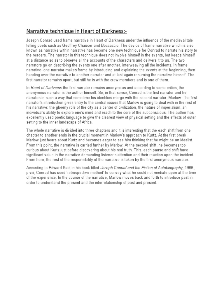 Narrative Technique PDF Heart Of Darkness Narration(00)