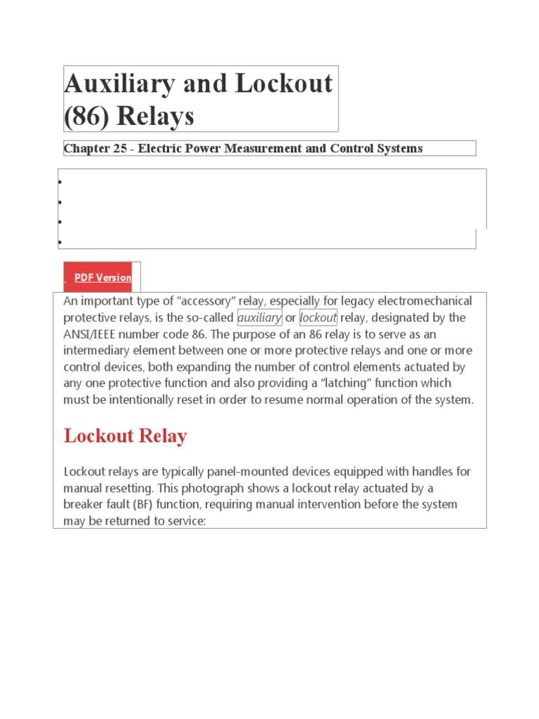 Auxiliary and Lockout Relays Explained PDF Relay Switch