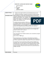 Chemistry Lab Report: Electrochemical Series & Faraday's Constant