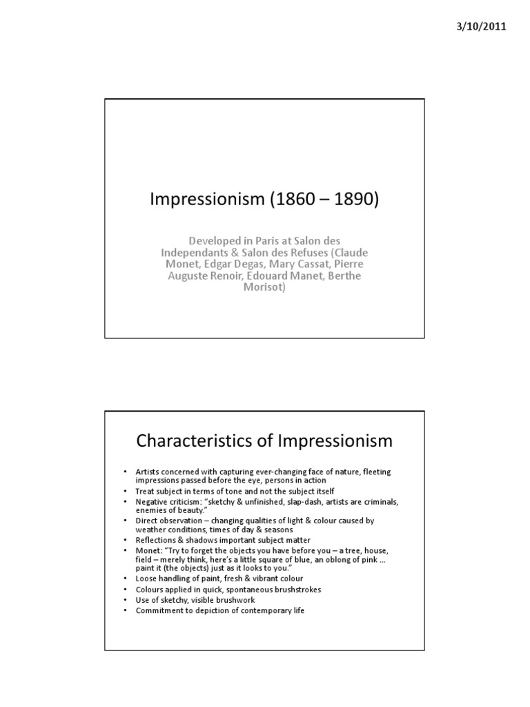 Impressionism 1860 1890 Pdf Impressionism Claude Monet