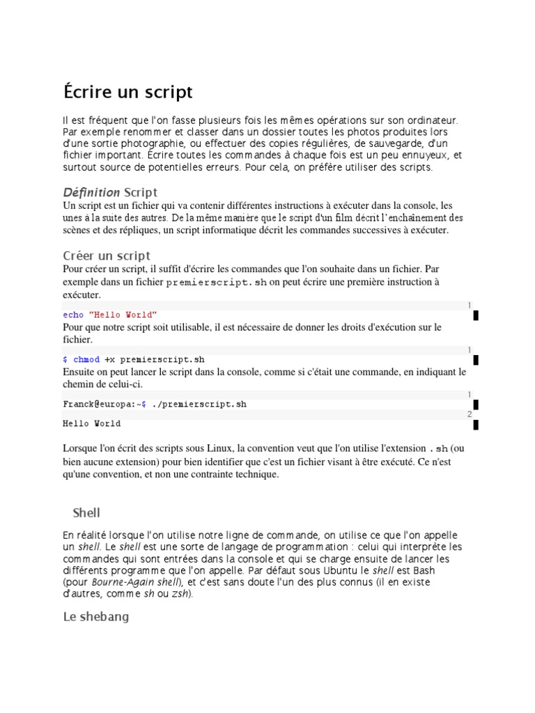 Introduction au script informatique | PDF | Structure de contrôle ...