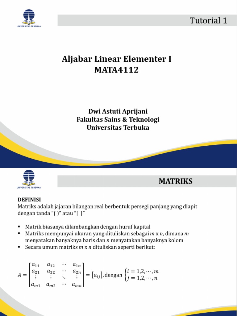 Operasi Matriks dalam Aljabar Linear | PDF | Metode & Bahan Ajar