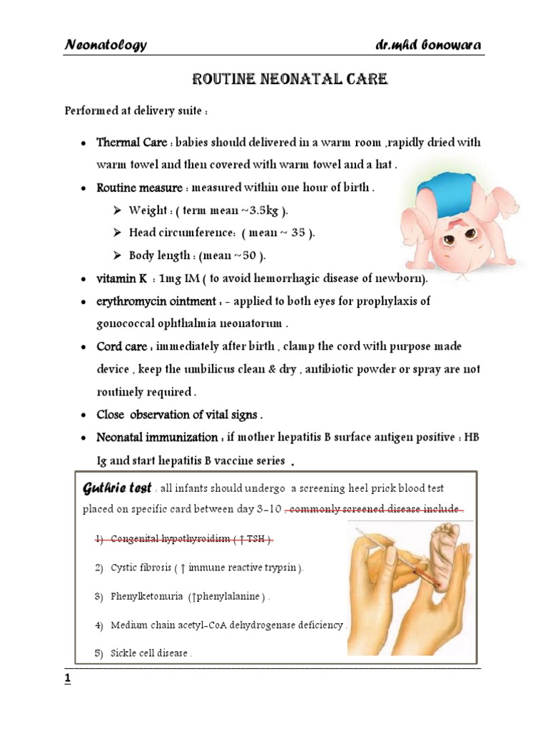 Routine Neonatal Care: Neonatology DR - MHD Bonowara | PDF | Medical ...