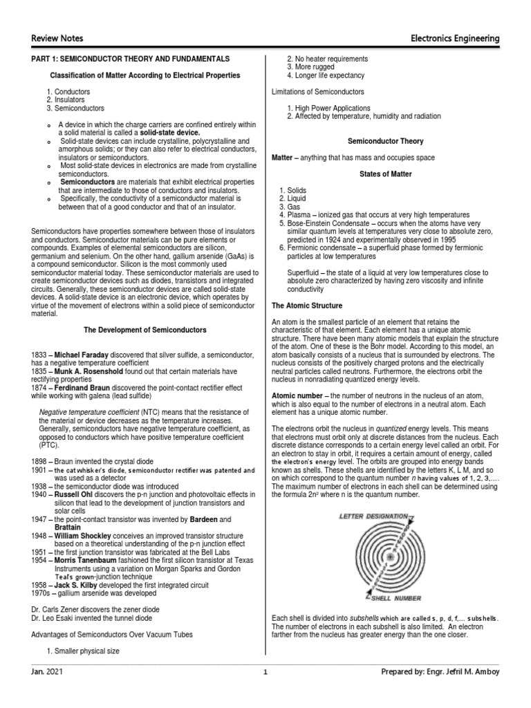 Semiconductor Theory And Diode Circuits 2021 Pdf P N Junction