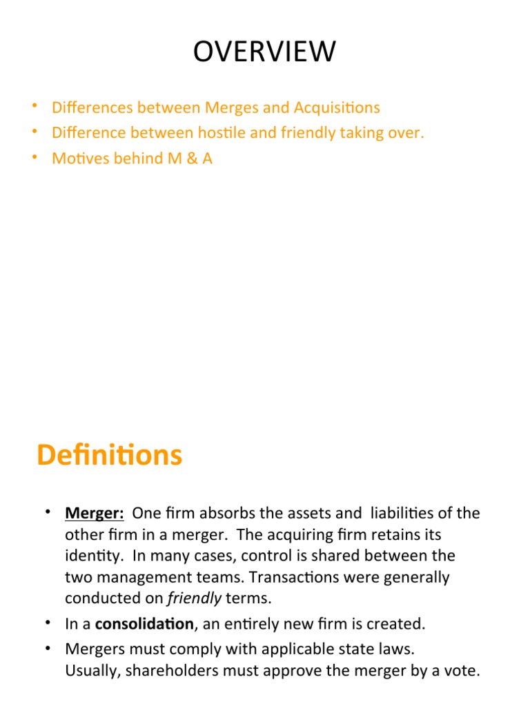 Mergers vs. Acquisitions Explained | PDF | Mergers And Acquisitions ...
