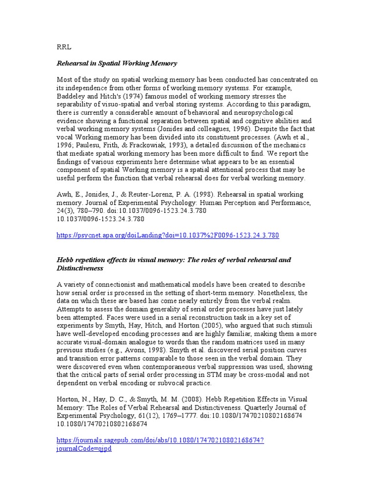 Rehearsal in spatial working memory pdf working memory memory
