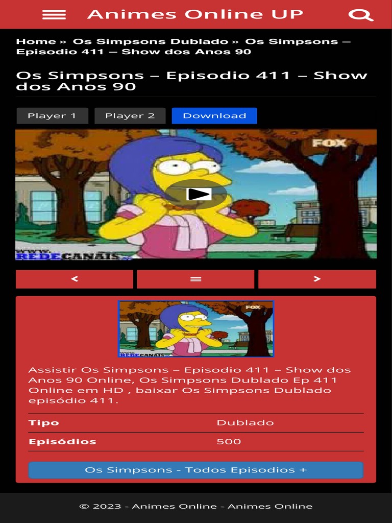 Home Os Simpsons Dublado Os Simpsons - Episodio 411 - Show Dos Anos 90