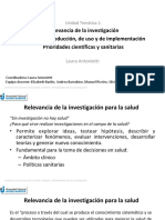 Relevancia de La Investigación Brechas de Producción, de Uso y de Implementación Prioridades Científicas y Sanitarias