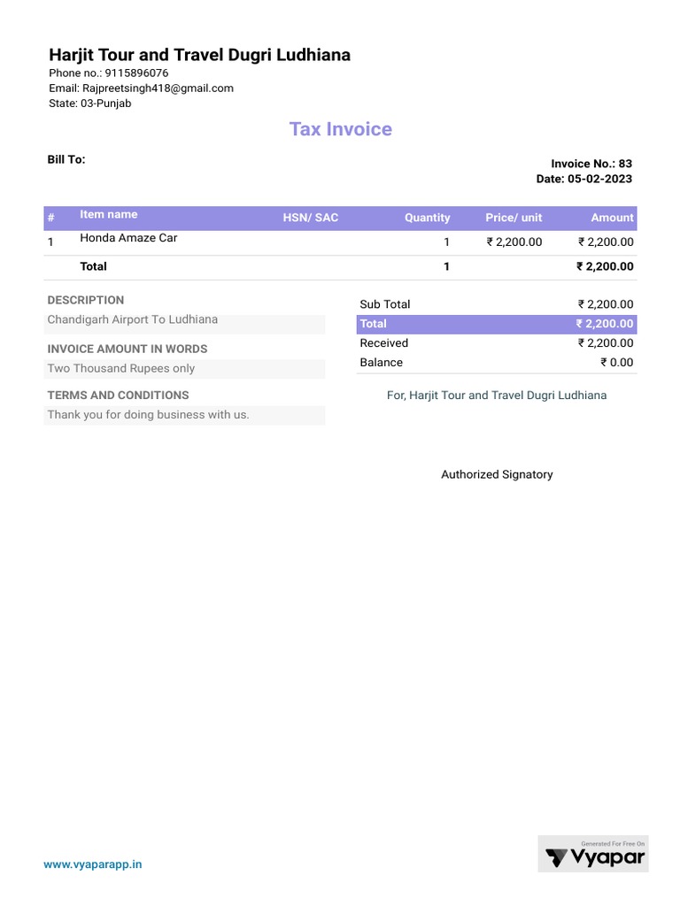 Cab Bill PDF