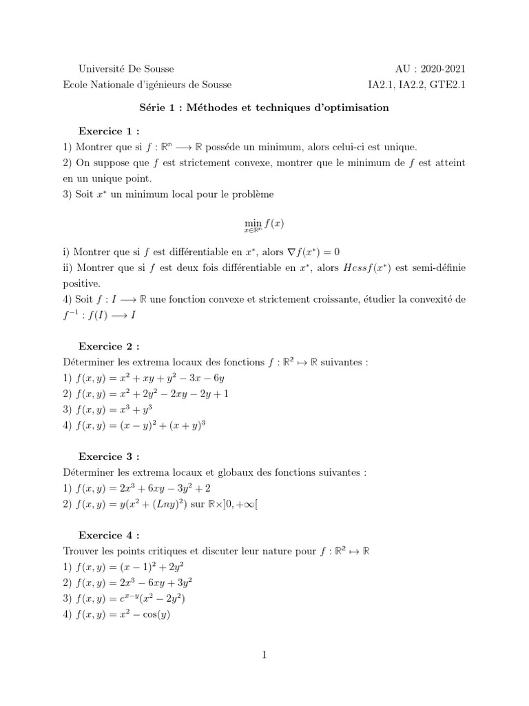 Méthodes d'Optimisation en Mathématiques | PDF