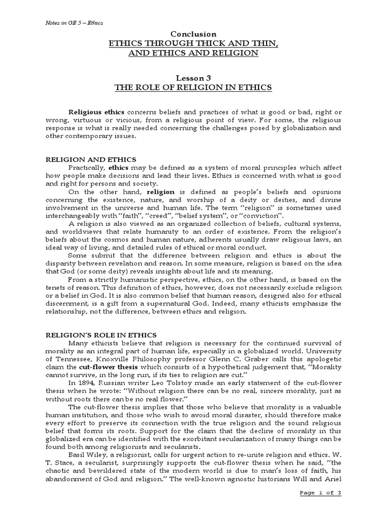 4.3 The Role of Religion in Ethics | PDF | Science & Mathematics