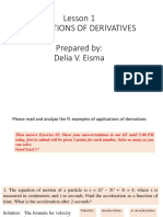 Application of Derivatives Lesson 1 PDF