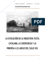 Evolución industrias textil, siderúrgica y minería Cataluña siglo XIX