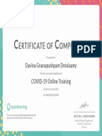 COVID-19 Online Training Certificate of Completion