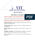 BBA (Hons.) Curriculum: Vision Statement of Vellore Institute of Technology