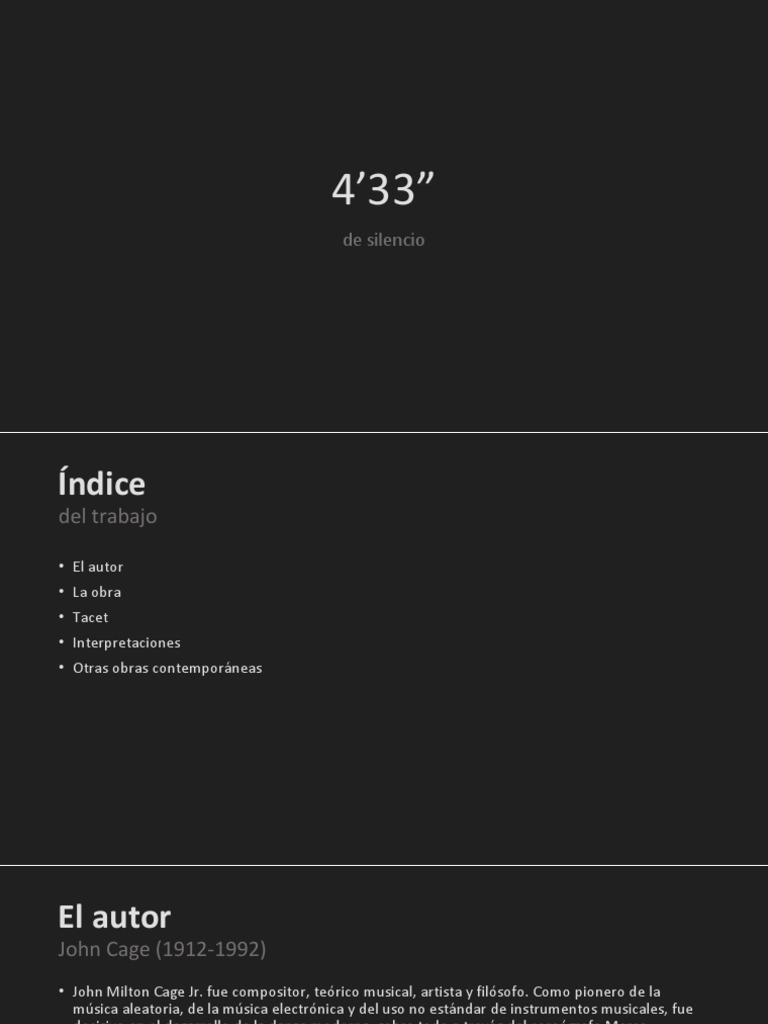 Análisis de 4'33" de John Cage | PDF