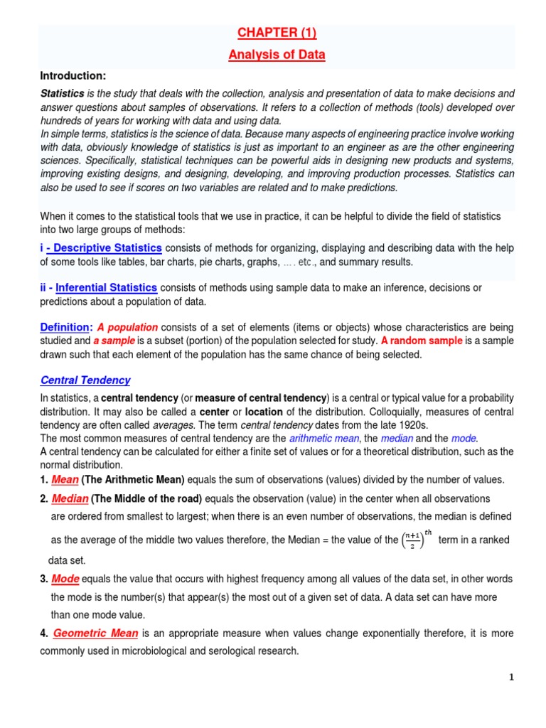 1 - Chapter (1) Analysis of Data and Its Types Exercise | PDF ...