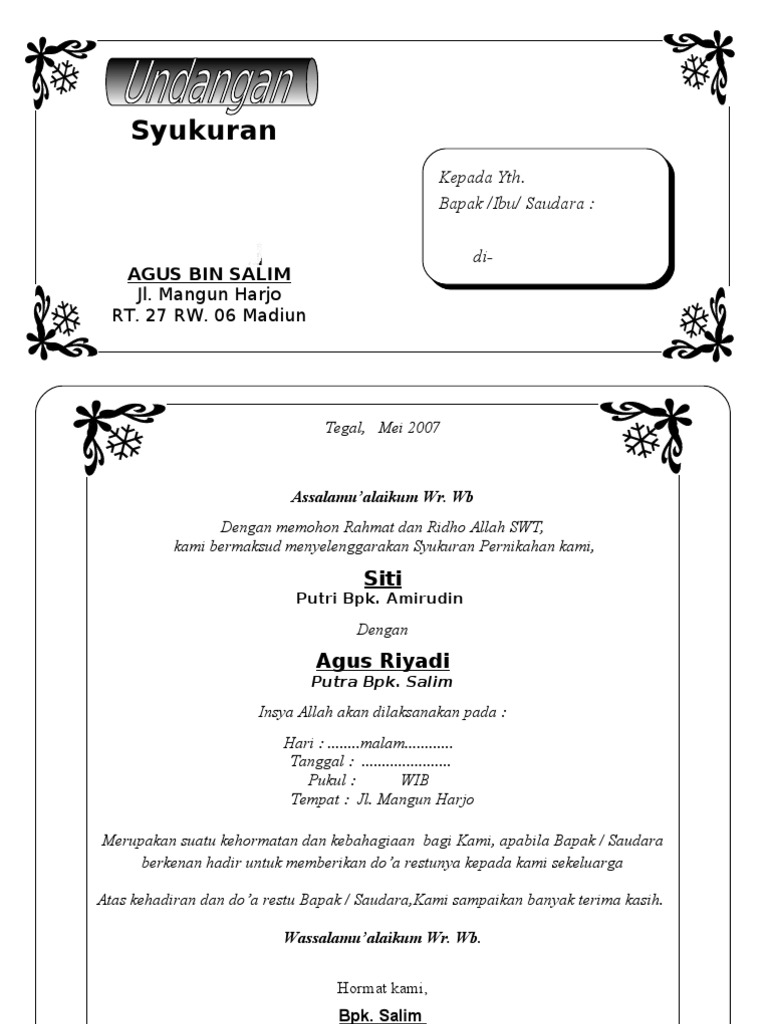 Syukuran Agus Bin Salim