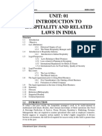 UNIT: 01 Introduction To Hospitality and Related Laws in India