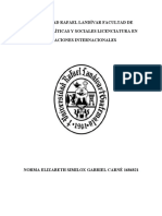 Universidad Rafael Landívar Facultad de Ciencias Políticas Y Sociales Licenciatura en Relaciones Internacionales