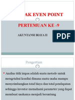 Break Even Point Pertemuan Ke - 9: Akuntansi Biaya Ii