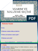 Tasarim Ve Malzeme Seçimi: Hafta 1: Giriş DOÇ. DR. Semiha BULUT