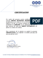 Certificacion: Certificacion A Los Veinte Y Cuatro (24) Días Del