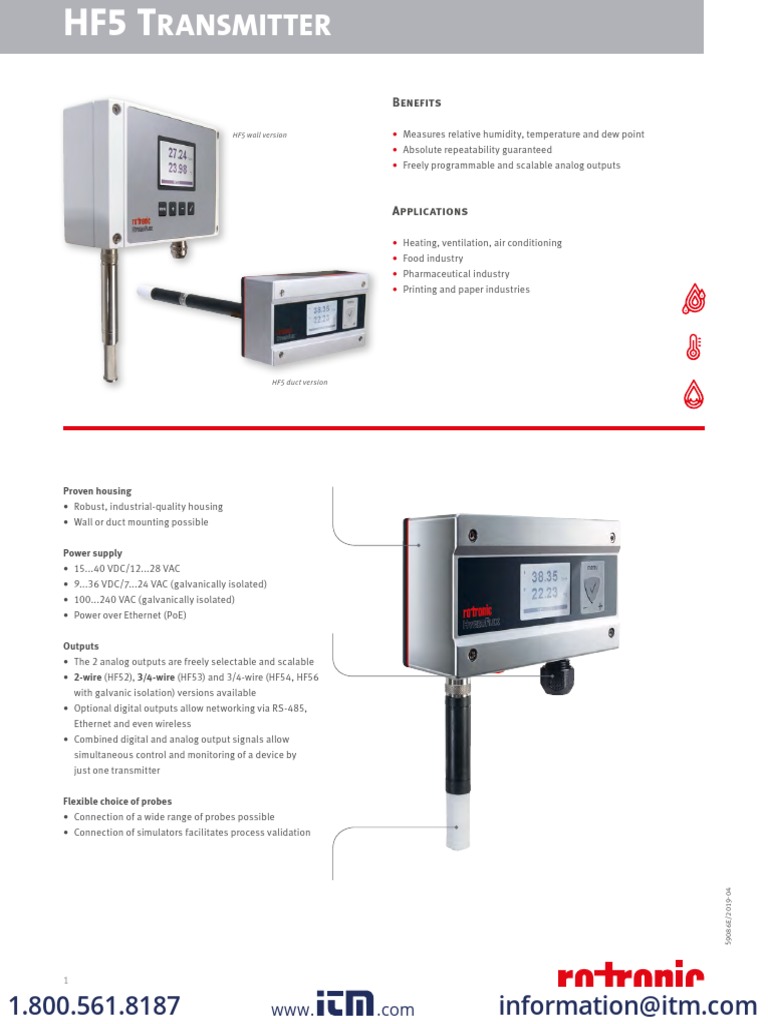Capteur De Température Et D'humidité HF520-WB1XX1XX - Neuf Sous Emballage - Générique