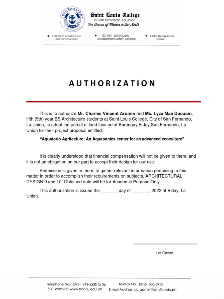 Request for Authorization and Use of Agency Letterhead | PDF