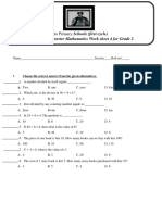 Abune Gorgorios Primary Schools (First Cycle) 2012 E. C 2 Semester Mathematics Work Sheet 4 For Grade 2