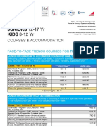 French Language Summer Camp and Course Price List 2023