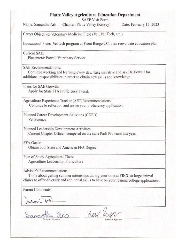 Sae Visit Form Arb | PDF