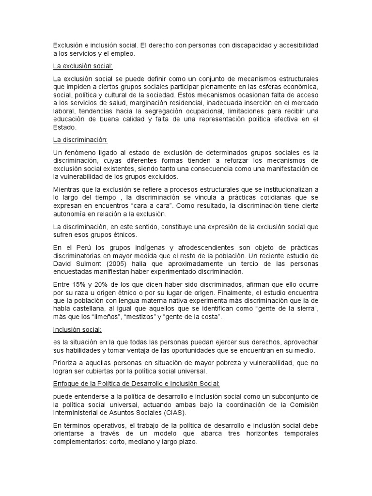 Inclusión y derechos de personas con discapacidad | PDF ...