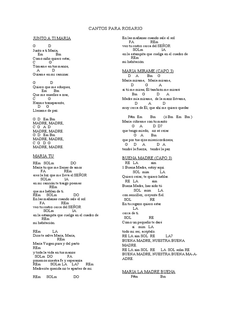 Cantos para Rosario | PDF | María, madre de Jesús