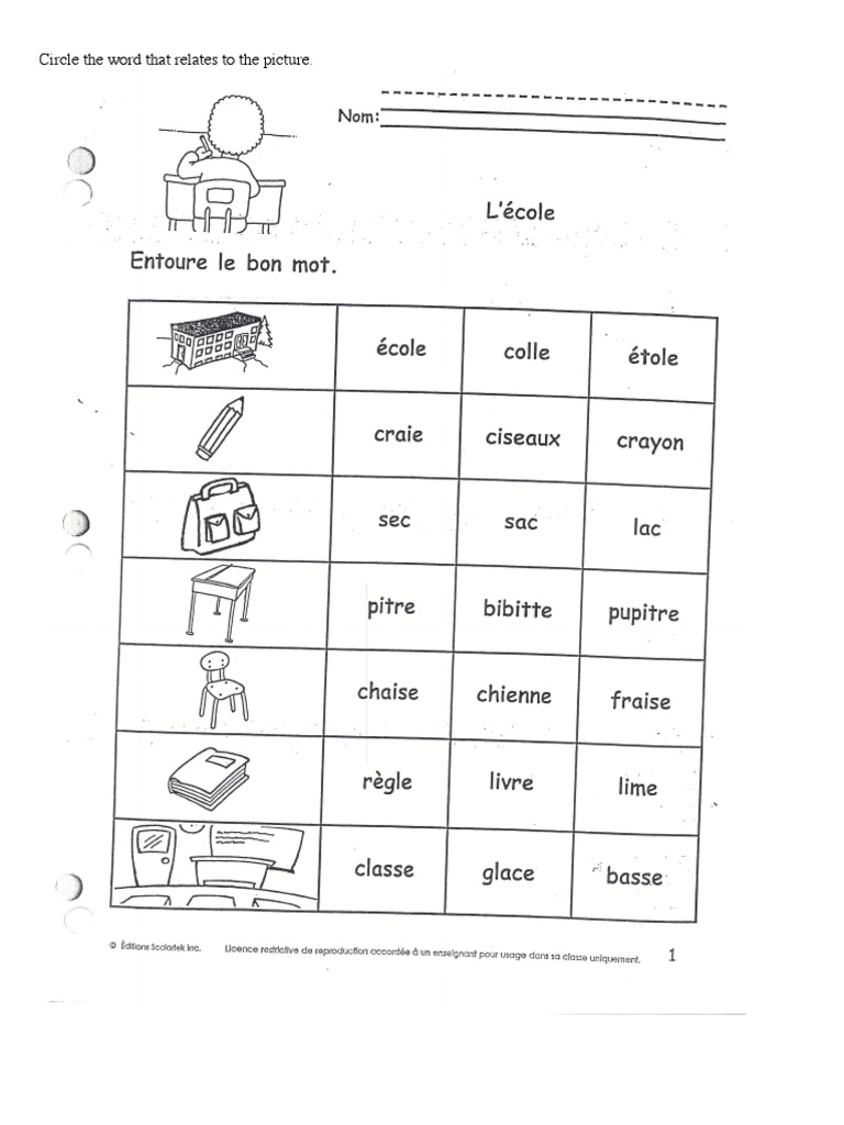 French homework 1 l cole pdf