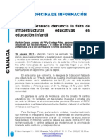 El PP Granada denuncia la falta de infraestructuras educativas en educación infantil