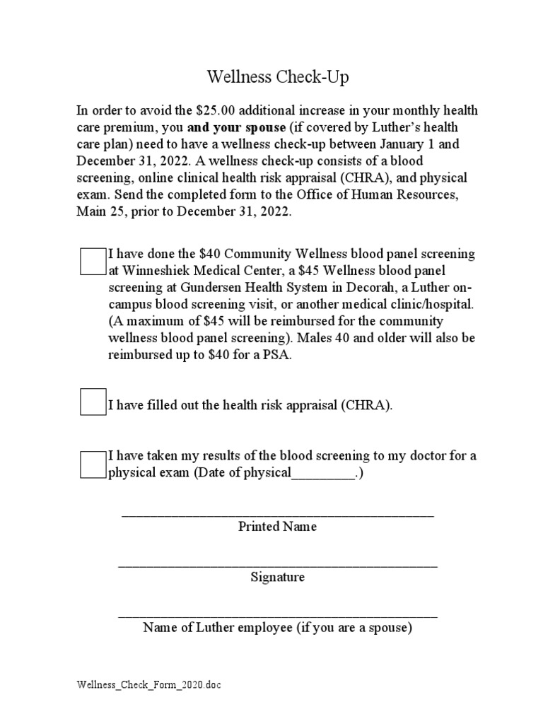Peehip Wellness Check Form