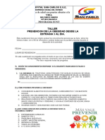 Taller Prevencion de La Obesidad Desde La Estrategia 5 Al Dia. Chilcal Alto y Briceño.