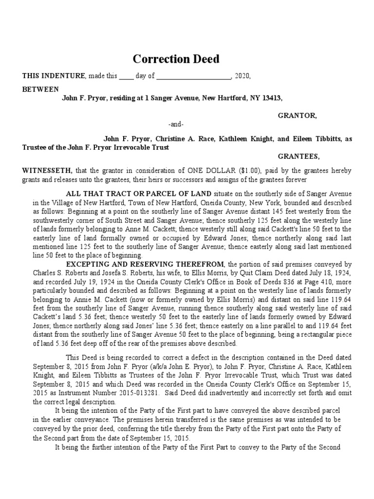 Corrective Warranty DEED PDF Covenant (Law) Power Of Attorney