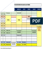 Horario de Estudios en Casa en Las Tardes: Hora (PM) Lunes Martes Miercoles Jueves Viernes Sabado Domingo