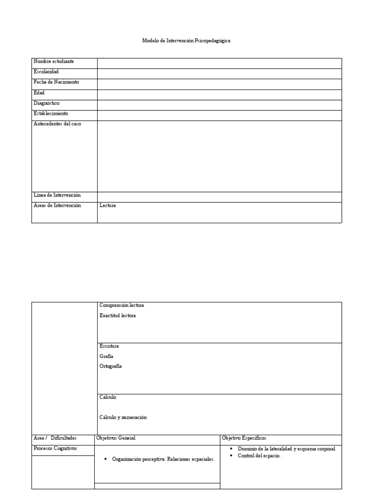 Modelo de Intervención Psicopedagógica | PDF | Memoria | Escritura