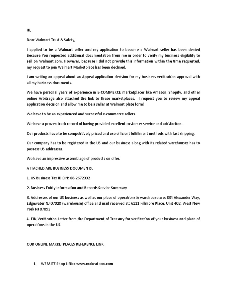 Appeal to overturn denied application to become an approved seller on