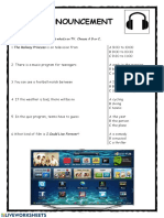 TV Announcement: Listen To An Announcement About What's On TV. Choose A B or C.