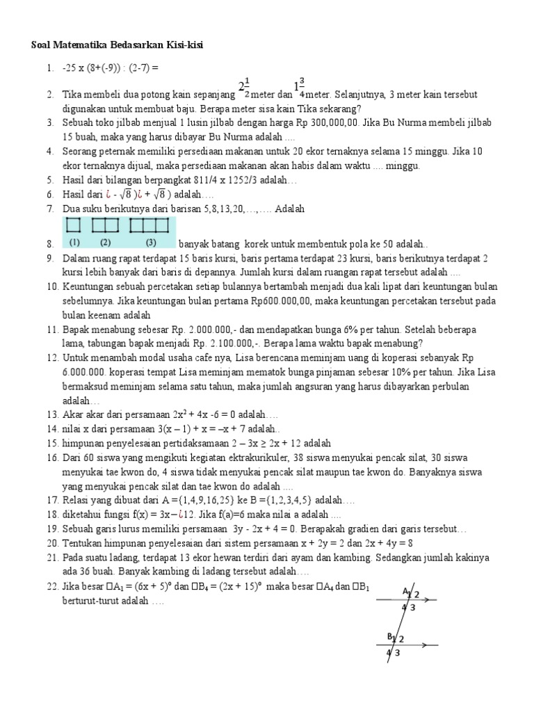 Soal Matematika Kelas 6 | PDF