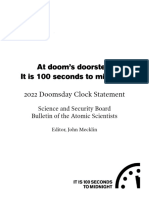 At Doom's Doorstep: It Is 100 Seconds To Midnight: 2022 Doomsday Clock Statement