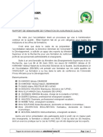 Rapport de Séminaire de Formation en ASSURANCE QUALITE Version Provisoire