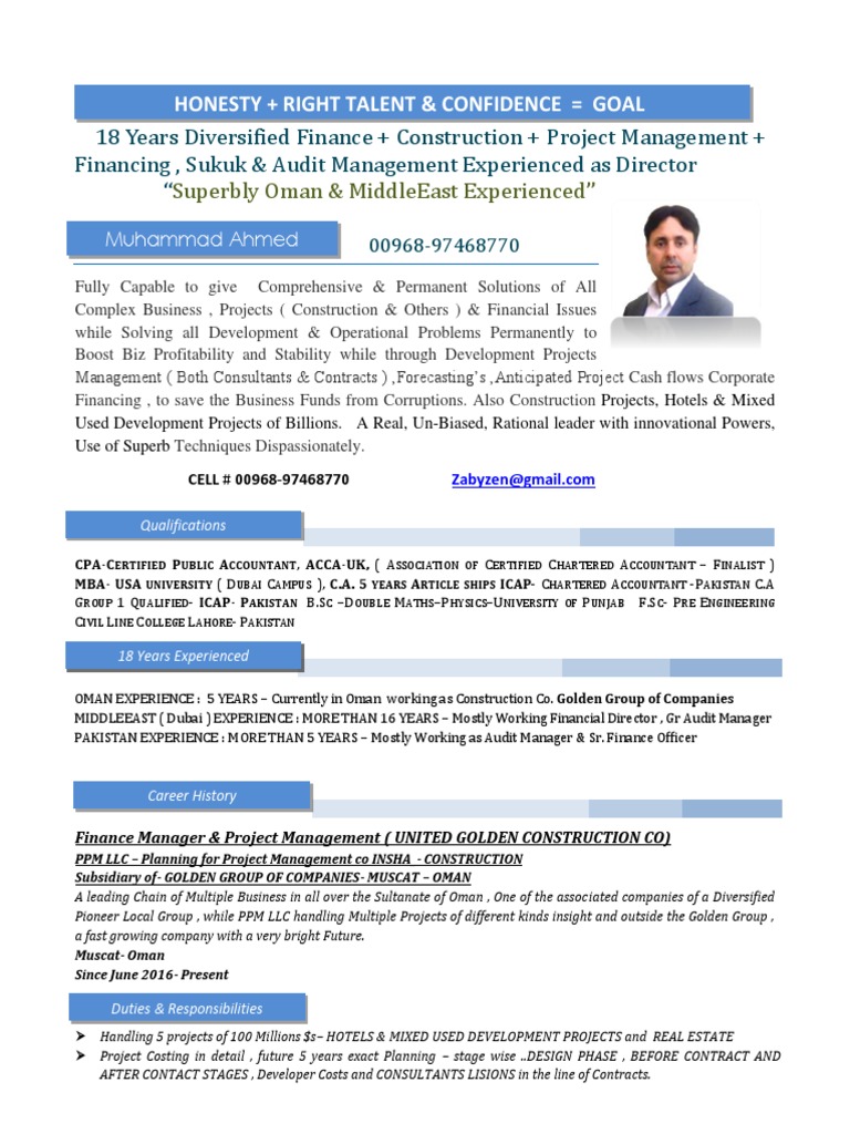 CV Financial Director and Project Manage | PDF | Accounting | Audit