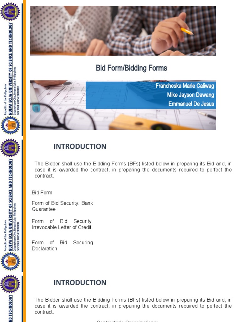 Essential Bidding Forms for Contractors | PDF | Credit Card | Guarantee