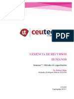 Gerencia de Recursos Humanos: Semana 7: Métodos de Capacitación