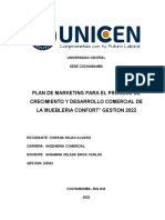 Plan de Marketing para El Proceso de Crecimiento Y Desarrollo Comercial de La Muebleria Confort" Gestion 2022